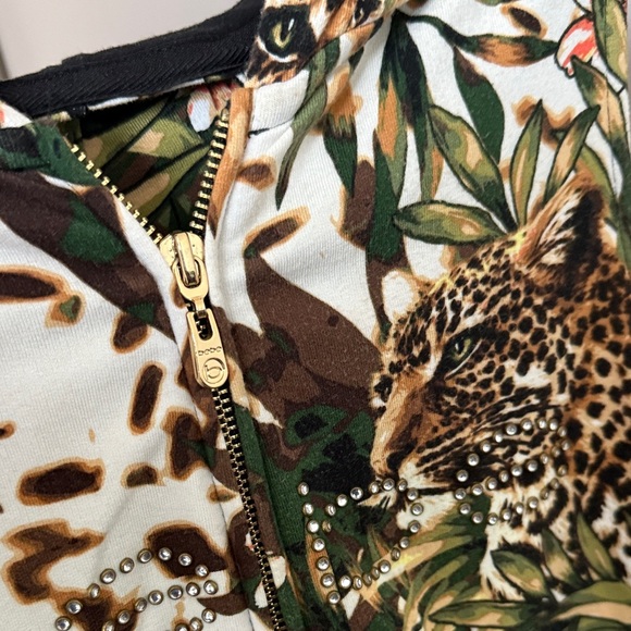 bebe Green Leopard Tropical Print Jumpsuit - Picture 3 of 11